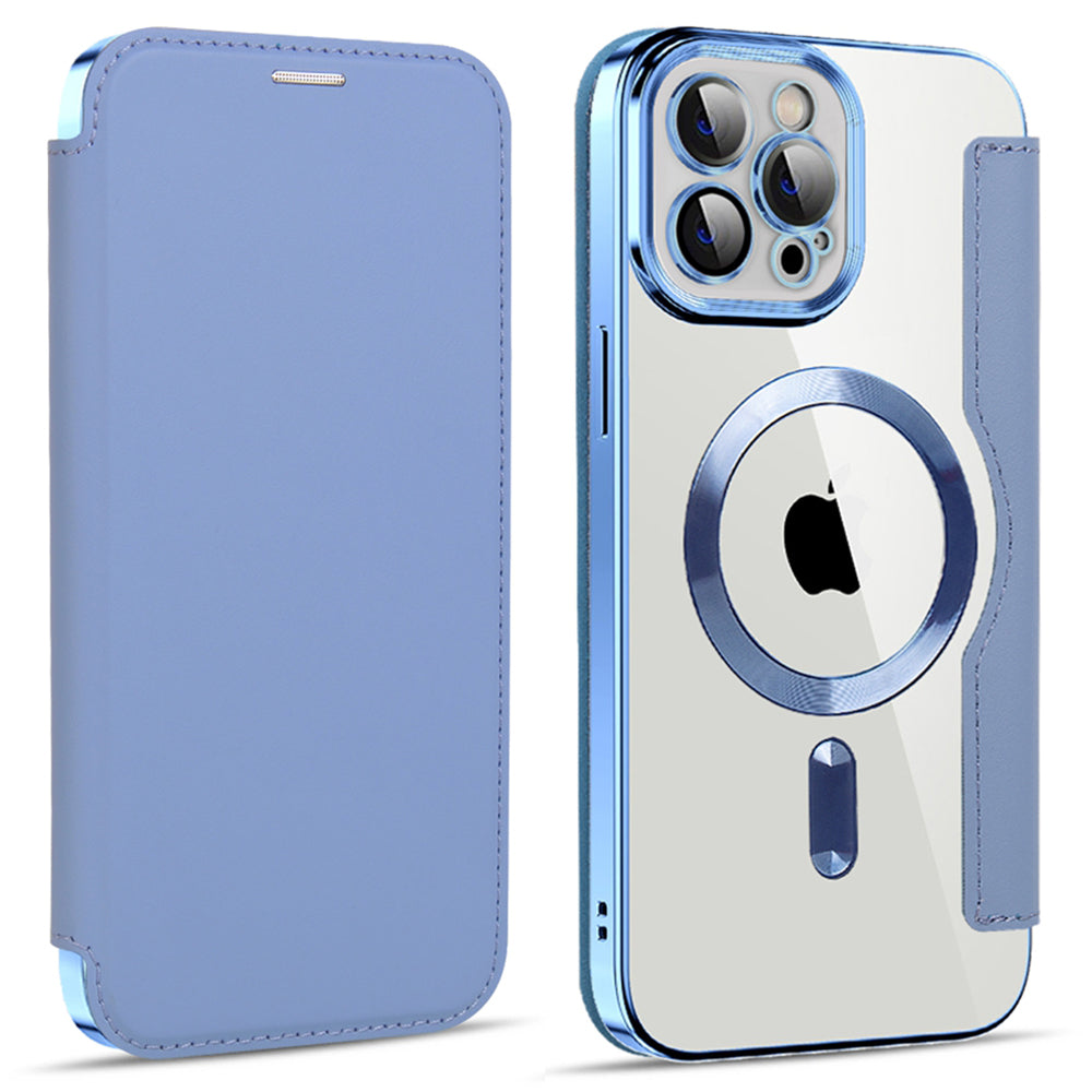 Phone Cover for iPhone 12 Pro 6.1 inch Compatible with MagSafe RFID Blocking Card Slots Well-protected PU Leather TPU Electroplating Clear Back Flip Case with Lens Film Phone Cover for iPhone 12 Pro 6.1 inch Compatible with MagSafe RFID Blocking Card Slots Well-protected PU Leather TPU Electroplating Clear Back Flip Case with Lens Film